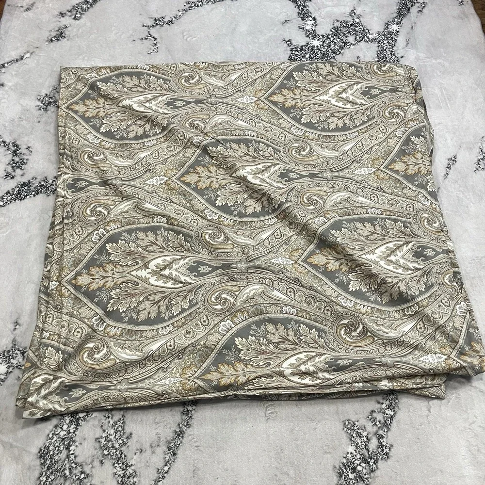 Pottery Barn Full Queen Duvet Cover Paisley Medallion Gray Taupe Neutral
